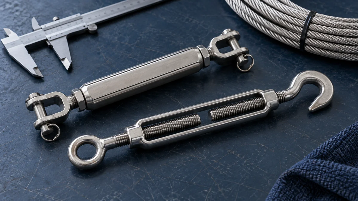 AI illustration of turnbuckle selection with measuring tools