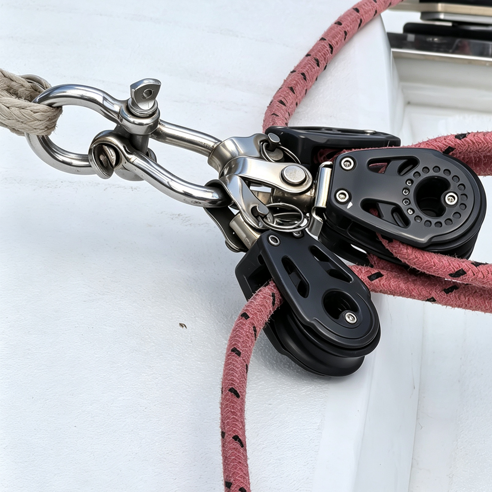 Stainless steel shackle used with marine rope hardware